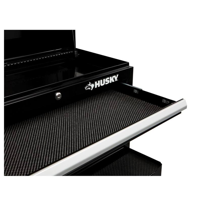 Cofre de herramientas superior Husky de 4 cajones estándar de 26 pulgadas de ancho por 12 pulgadas de profundidad en color negro brillante - HKST98065BK