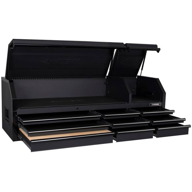 Almacenamiento de herramientas Husky 72 pulgadas de ancho x 23 pulgadas de profundidad, cofre de herramientas superior resistente en negro mate - H72CH9HD