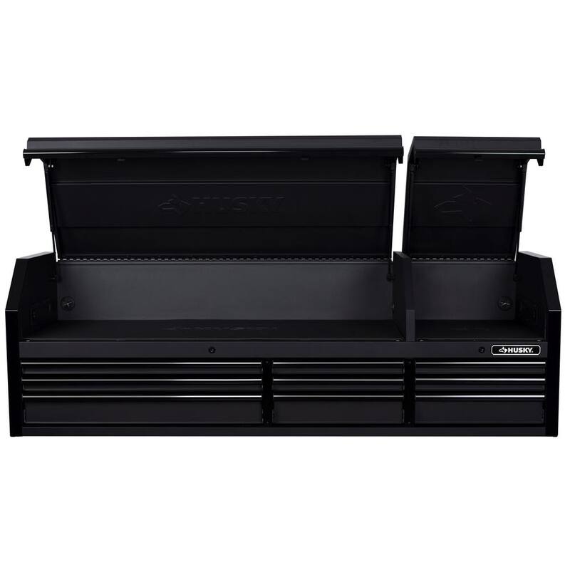 Almacenamiento de herramientas Husky 72 pulgadas de ancho x 23 pulgadas de profundidad, cofre de herramientas superior resistente en negro mate - H72CH9HD