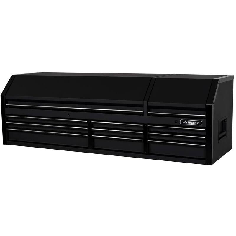 Almacenamiento de herramientas Husky 72 pulgadas de ancho x 23 pulgadas de profundidad, cofre de herramientas superior resistente en negro mate - H72CH9HD