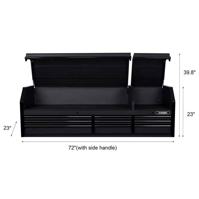 Almacenamiento de herramientas Husky 72 pulgadas de ancho x 23 pulgadas de profundidad, cofre de herramientas superior resistente en negro mate - H72CH9HD