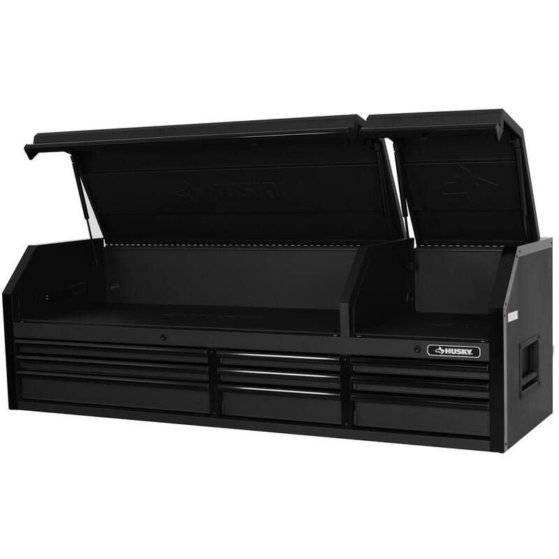 Almacenamiento de herramientas Husky 72 pulgadas de ancho x 23 pulgadas de profundidad, cofre de herramientas superior resistente en negro mate - H72CH9HD