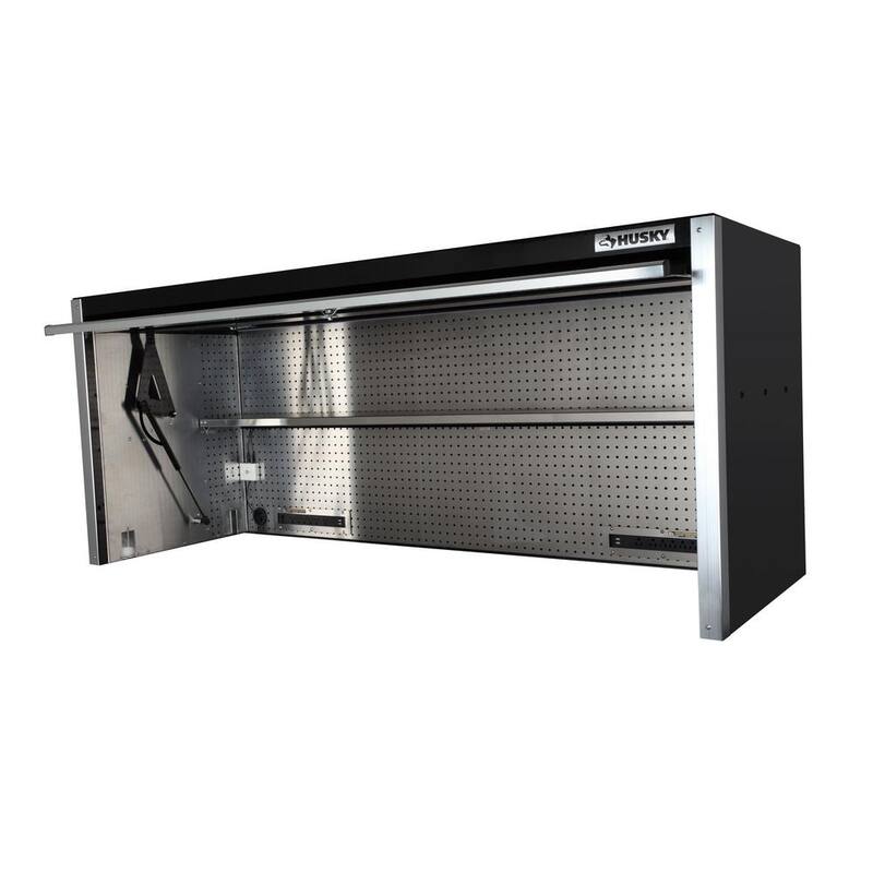 Husky 72 pulgadas de ancho x 25 pulgadas de profundidad Gabinete de almacenamiento de banco de trabajo resistente para herramientas - HPRO72HUTCHBLK
