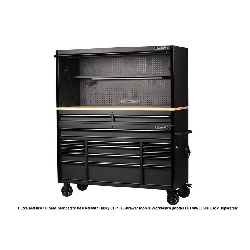 Almacenamiento de herramientas Husky de 61 pulgadas de ancho x 23 pulgadas de profundidad, cofre de herramientas superior resistente con elevador - 61HUTCH