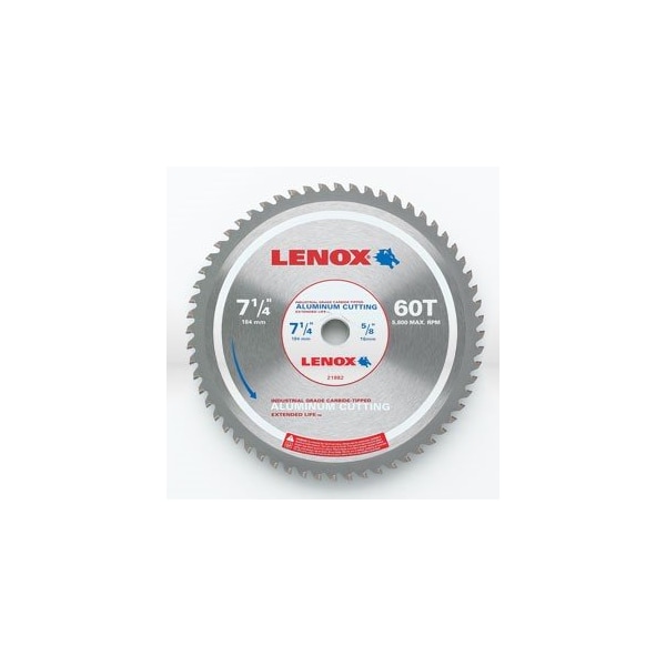Lenox Circular Saw Blade, 7-1/4in. 60T CIRCULAR BLADE-ALUMINUM - LEN21882