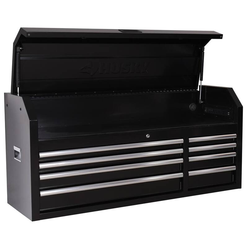 Almacenamiento de herramientas modular Husky de 52 pulgadas de ancho x 16 pulgadas de profundidad con cajón estándar negro en la parte superior - H52CH8MOD