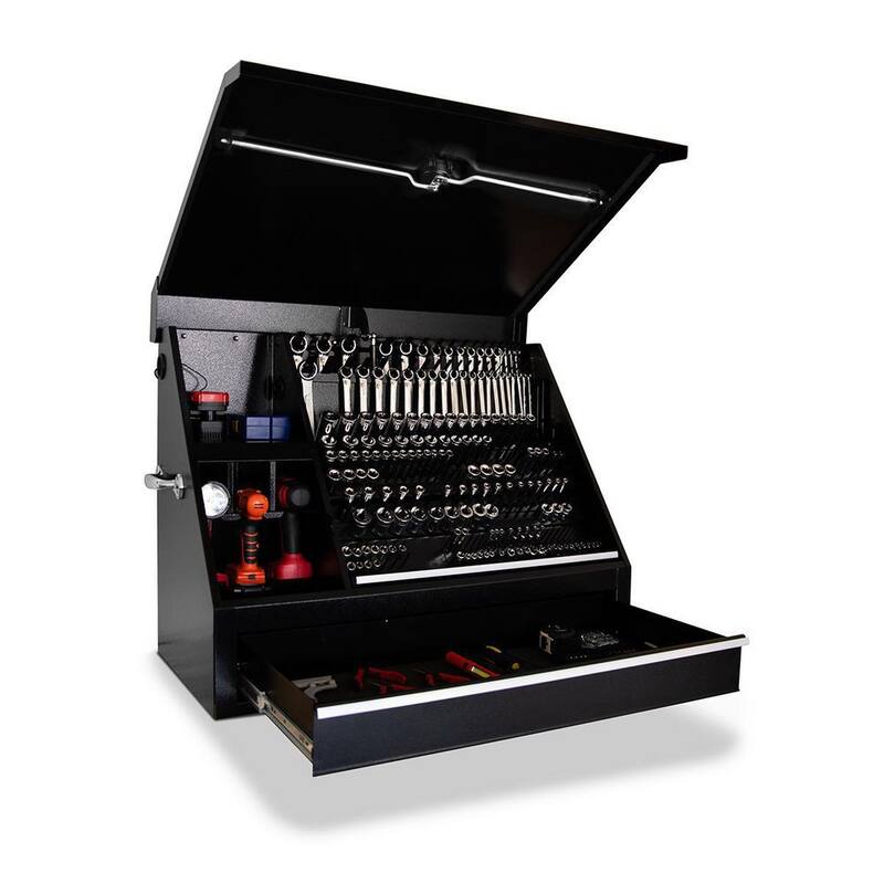 Montezuma 37 pulgadas de ancho x 18 pulgadas de profundidad 1 cajón Caja de herramientas portátil de acero negro para tiendas Triángulo para llaves, llaves y destornilladores - SB360DB