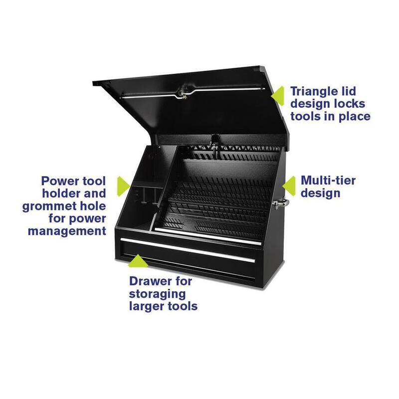 Montezuma 37 pulgadas de ancho x 18 pulgadas de profundidad 1 cajón Caja de herramientas portátil de acero negro para tiendas Triángulo para llaves, llaves y destornilladores - SB360DB