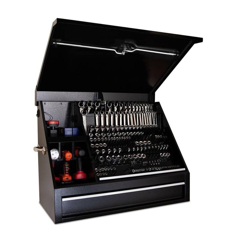 Montezuma 37 pulgadas de ancho x 18 pulgadas de profundidad 1 cajón Caja de herramientas portátil de acero negro para tiendas Triángulo para llaves, llaves y destornilladores - SB360DB