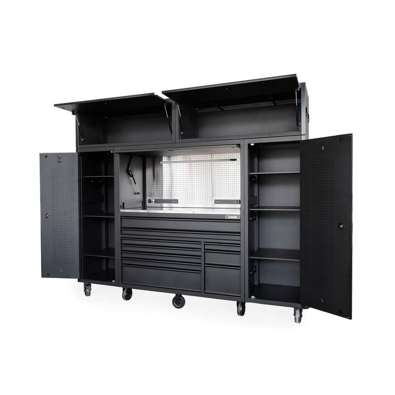 Almacenamiento de herramientas modular Husky Heavy Duty 62 pulgadas de ancho x 24 pulgadas de profundidad, cofre de herramientas negro mate en la parte superior - HOTC62XDBB1U