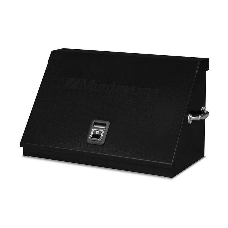 Montezuma 31 pulgadas de ancho x 15 pulgadas de profundidad. Gabinete de herramientas portátil con tapa triangular para enchufes, llaves y desarmadores en recubrimiento de polvo negro - ME300B