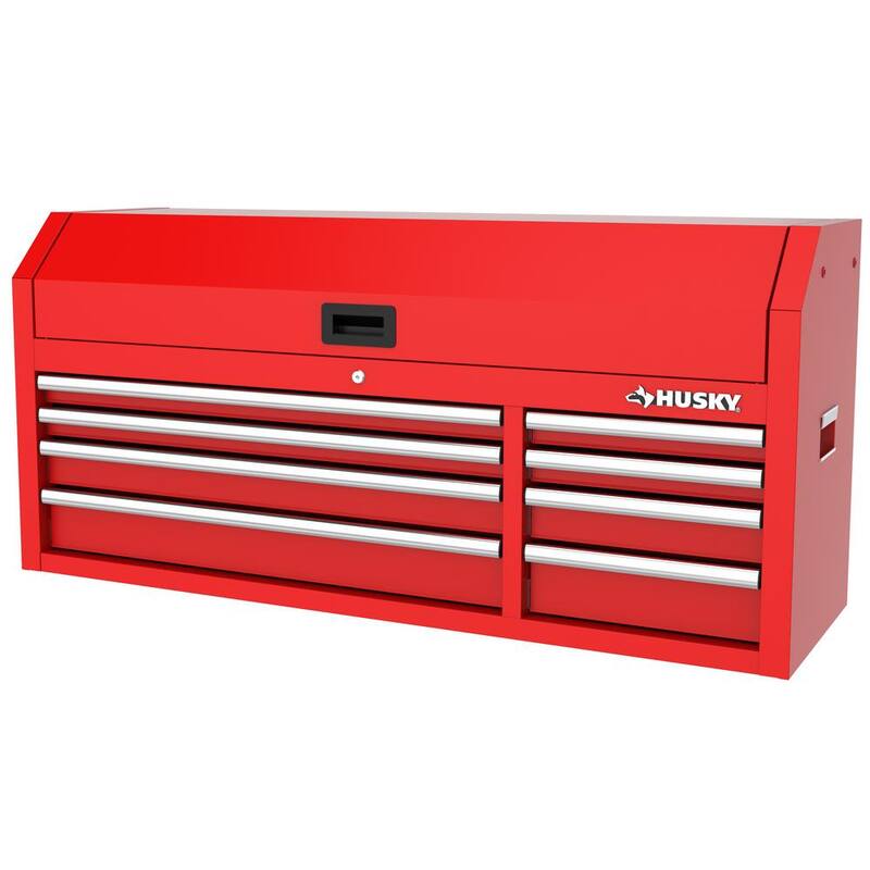 Husky Almacenamiento de Herramientas Modular 52 pulgadas de ancho x 16 pulgadas de profundidad Caja de Herramientas con Tapa Roja de Servicio Estándar - H52CH8MODRED