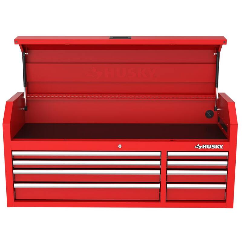 Husky Almacenamiento de Herramientas Modular 52 pulgadas de ancho x 16 pulgadas de profundidad Caja de Herramientas con Tapa Roja de Servicio Estándar - H52CH8MODRED