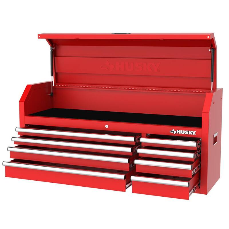 Husky Almacenamiento de Herramientas Modular 52 pulgadas de ancho x 16 pulgadas de profundidad Caja de Herramientas con Tapa Roja de Servicio Estándar - H52CH8MODRED
