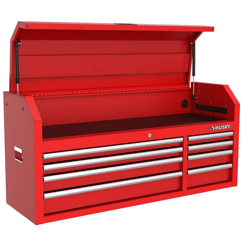 Husky Almacenamiento de Herramientas Modular 52 pulgadas de ancho x 16 pulgadas de profundidad Caja de Herramientas con Tapa Roja de Servicio Estándar - H52CH8MODRED