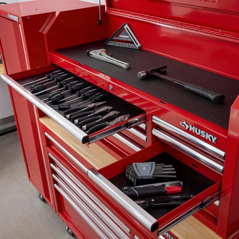 Husky Almacenamiento de Herramientas Modular 52 pulgadas de ancho x 16 pulgadas de profundidad Caja de Herramientas con Tapa Roja de Servicio Estándar - H52CH8MODRED