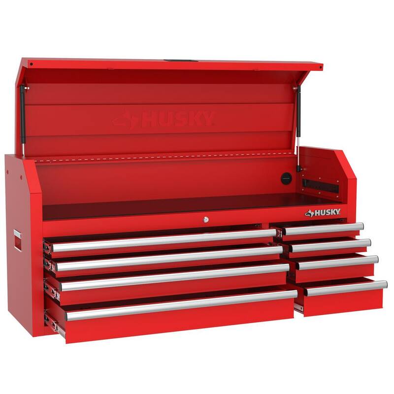 Husky Almacenamiento de Herramientas Modular 52 pulgadas de ancho x 16 pulgadas de profundidad Caja de Herramientas con Tapa Roja de Servicio Estándar - H52CH8MODRED