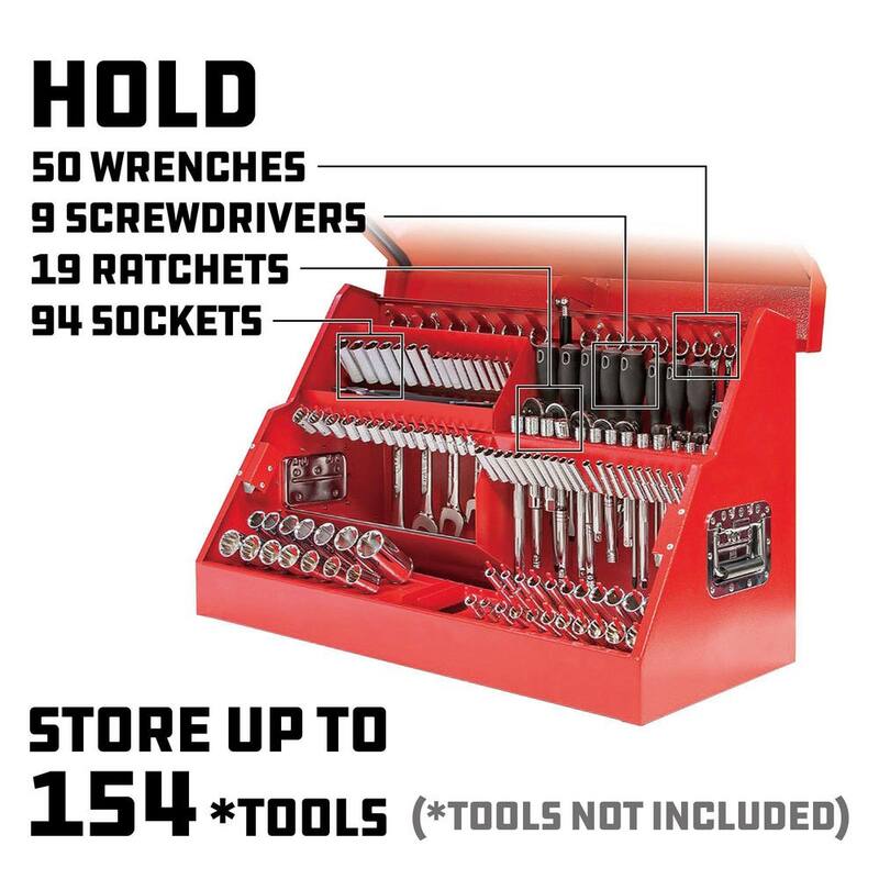 Caja de herramientas portátil Powerbuilt 26 pulgadas de ancho x 20 pulgadas de profundidad con frente inclinado rápido - Rojo - 240311