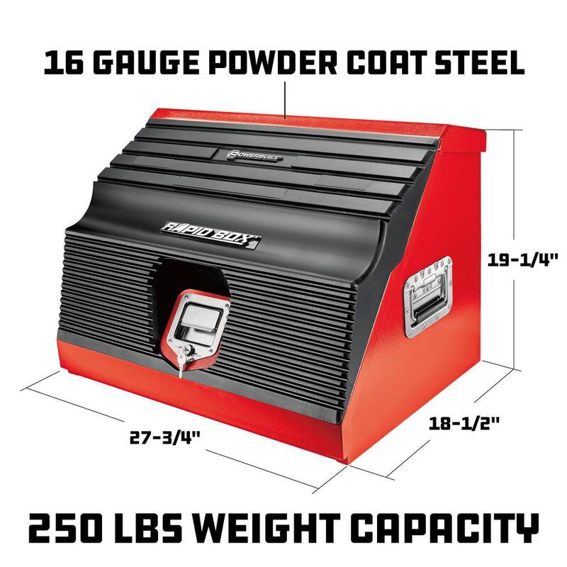 Caja de herramientas portátil Powerbuilt 26 pulgadas de ancho x 20 pulgadas de profundidad con frente inclinado rápido - Rojo - 240311