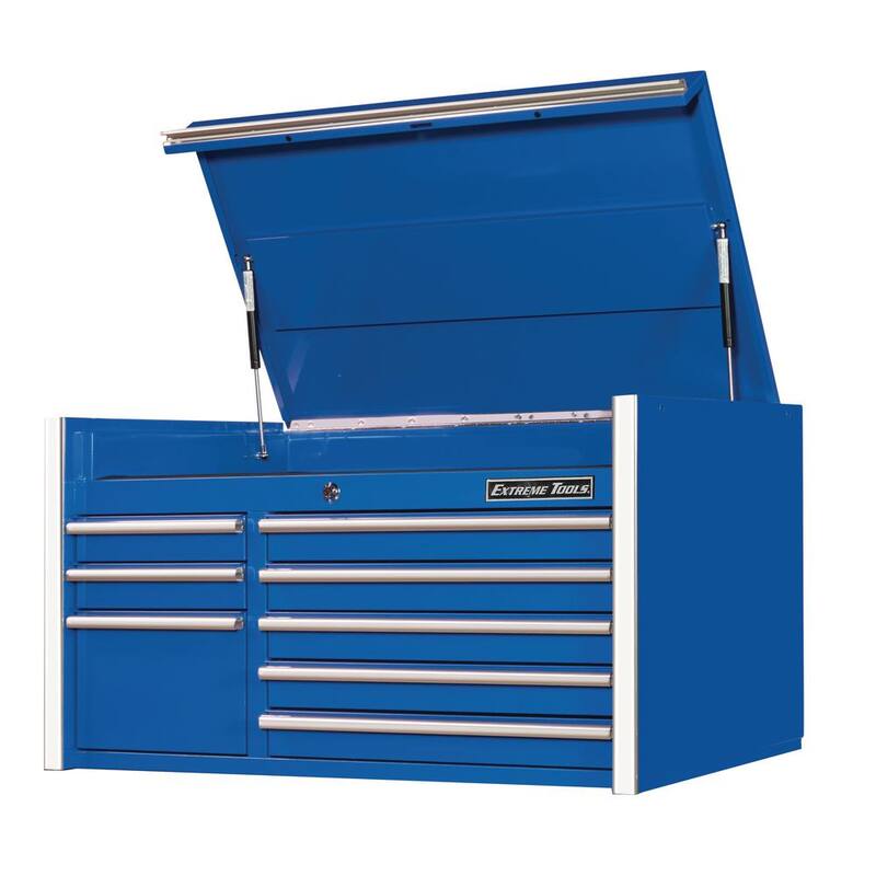 Cofre de herramientas superior con 8 cajones de Extreme Tools RX de 41 pulg. de ancho x 25 pulg. de profundidad en color azul - RX412508CHBL