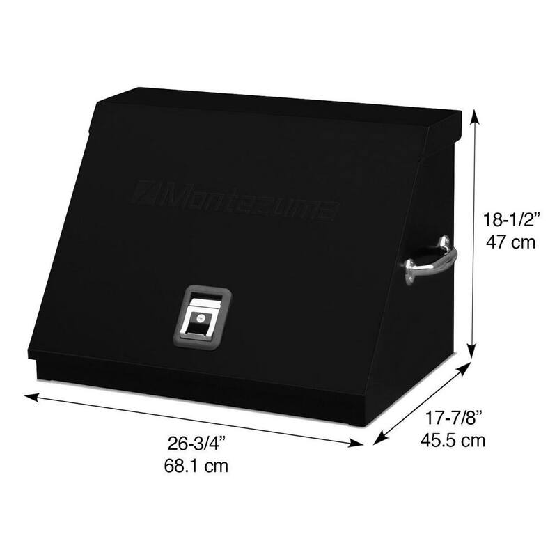 Cofre de herramientas portátil de forma triangular Montezuma de 27 pulgadas de ancho por 18 pulgadas de profundidad para dados, llaves y desarmadores en acabado en polvo negro - SE250B