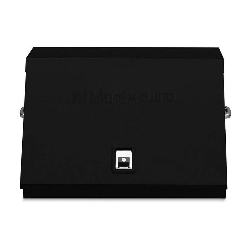 Cofre de herramientas portátil para sockets, llaves y desarmadores en polvo negro con parte superior de triángulo de 31 pulgadas de ancho y 20 pulgadas de largo de Montezuma - LA400B