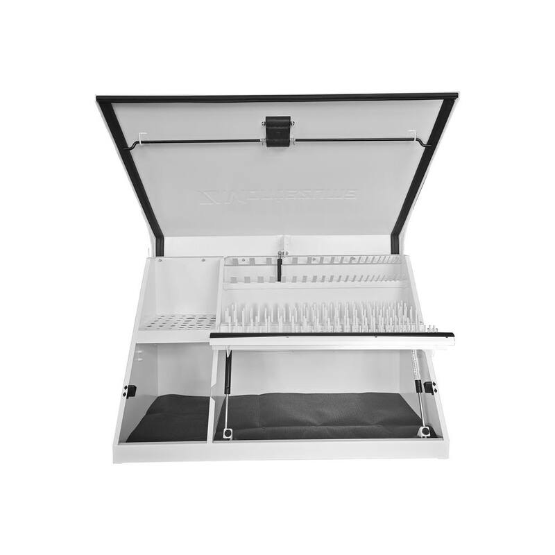 Cofre de herramientas portátil en forma de triángulo, color blanco recubierto de polvo, para sockets, llaves y desarmadores - XL450-WB