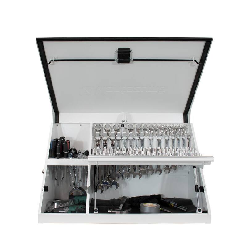 Cofre de herramientas portátil en forma de triángulo, color blanco recubierto de polvo, para sockets, llaves y desarmadores - XL450-WB