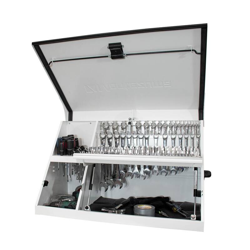 Cofre de herramientas portátil en forma de triángulo, color blanco recubierto de polvo, para sockets, llaves y desarmadores - XL450-WB