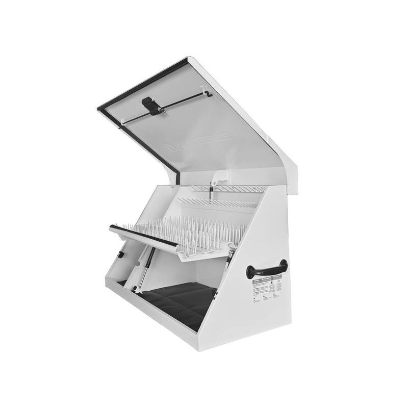 Cofre de herramientas portátil en forma de triángulo, color blanco recubierto de polvo, para sockets, llaves y desarmadores - XL450-WB
