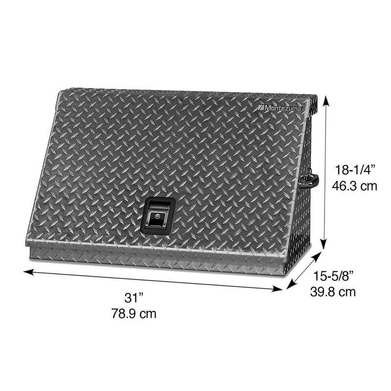 Montezuma 31 pulgadas de ancho x 16 pulgadas de profundidad. Caja de herramientas triangular portátil para enchufes, llaves y destornilladores en aluminio - ME300AL.