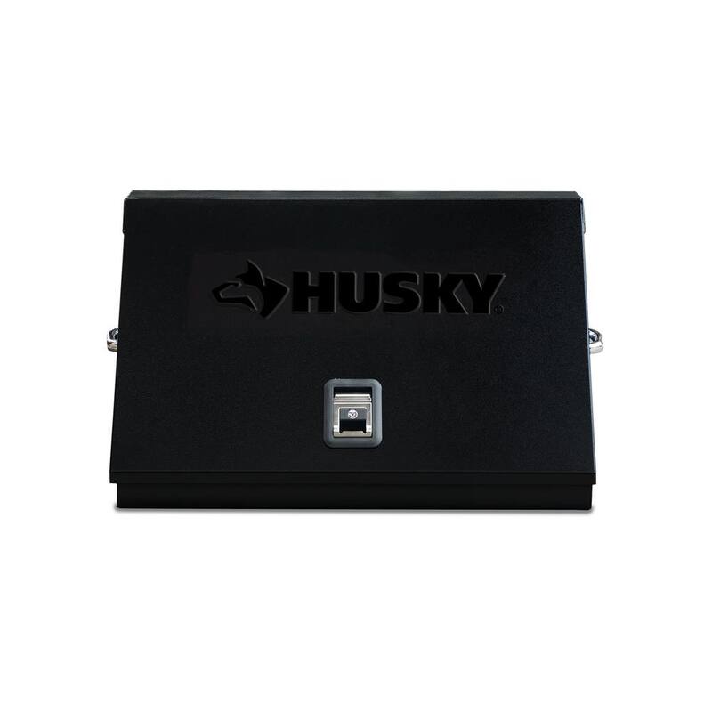 Husky Heavy-Duty 30 pulgadas de ancho x 15 pulgadas de profundidad Caja portátil de acero negro con tapa triangular para sockets, llaves y desarmadores - THD30140