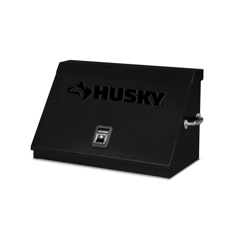 Husky Heavy-Duty 30 pulgadas de ancho x 15 pulgadas de profundidad Caja portátil de acero negro con tapa triangular para sockets, llaves y desarmadores - THD30140