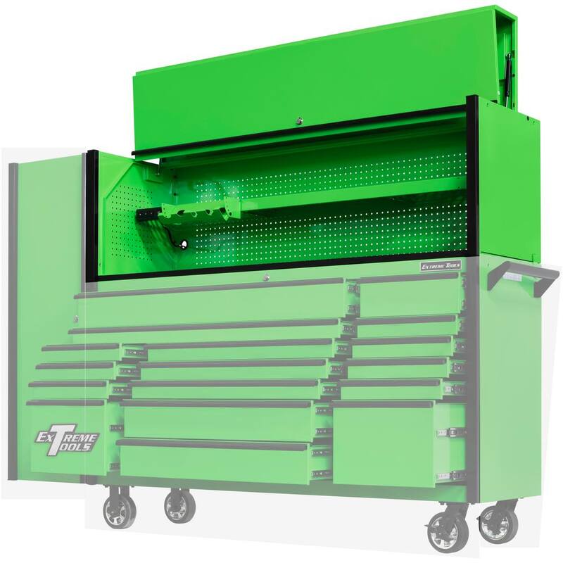 Extreme Tools DX Series 72 pulgadas de ancho x 21 pulgadas de profundidad Estación de trabajo extremadamente grande en verde con asa negra - DX722101HCGNBK.