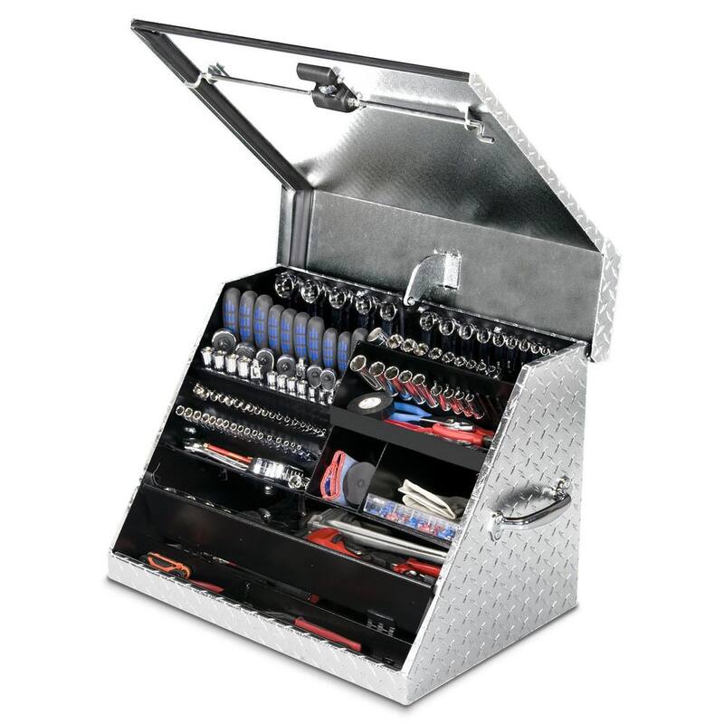 Cofre de herramientas portátil con tapa de triángulo para enchufes, llaves y desarmadores en aluminio - SE250AL