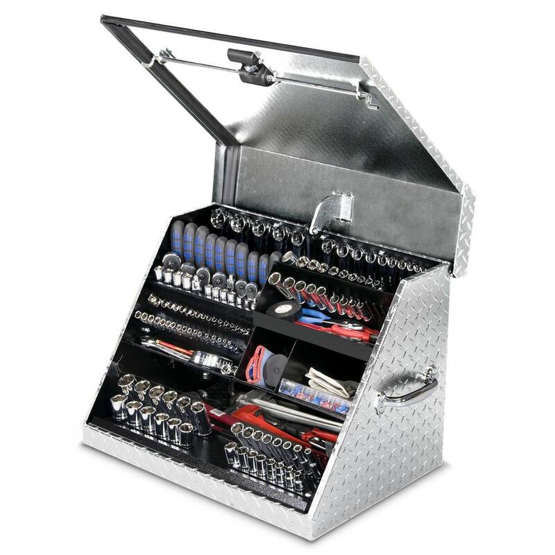 Cofre de herramientas portátil con tapa de triángulo para enchufes, llaves y desarmadores en aluminio - SE250AL