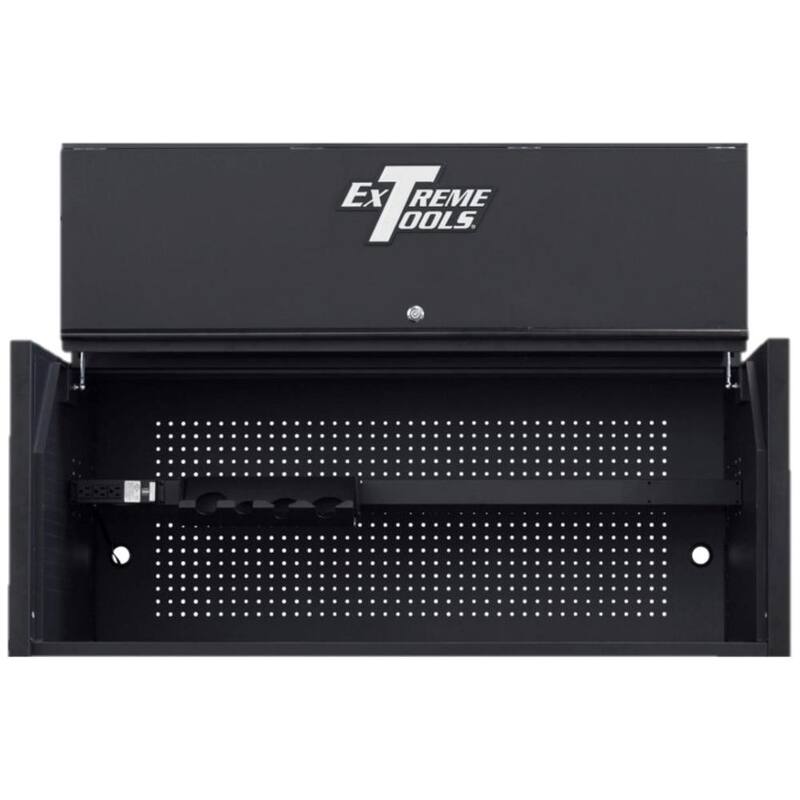 Hutch de Triple Banco de la Serie RX de Extreme Tools de 55 pulgadas x 25 pulgadas en negro mate con mango y detalles en negro brillante - RX552501HCMBBK