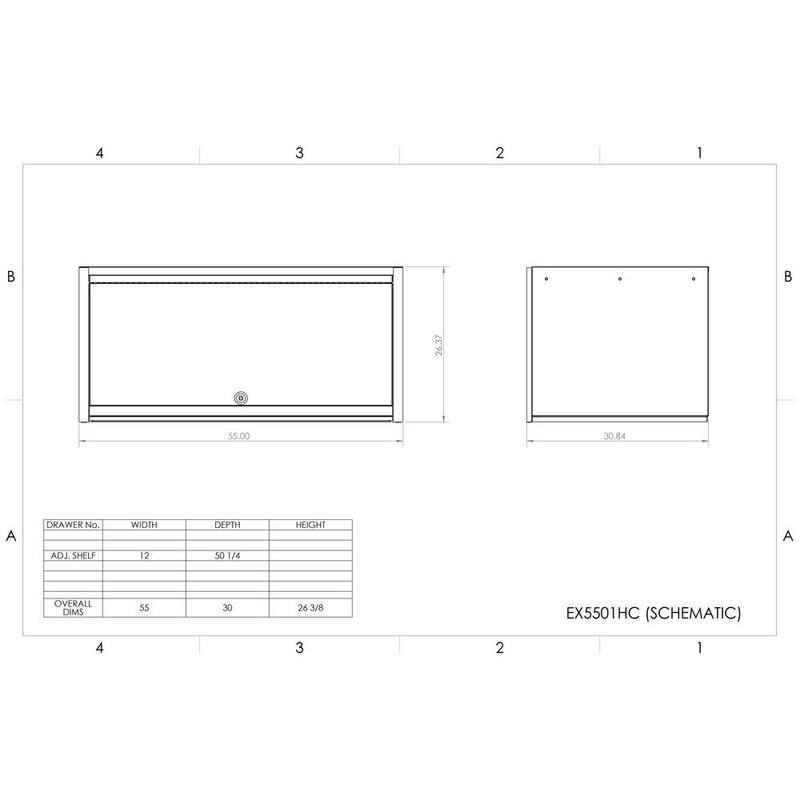 Hutch de Triple Banco de la Serie RX de Extreme Tools de 55 pulgadas x 25 pulgadas en negro mate con mango y detalles en negro brillante - RX552501HCMBBK