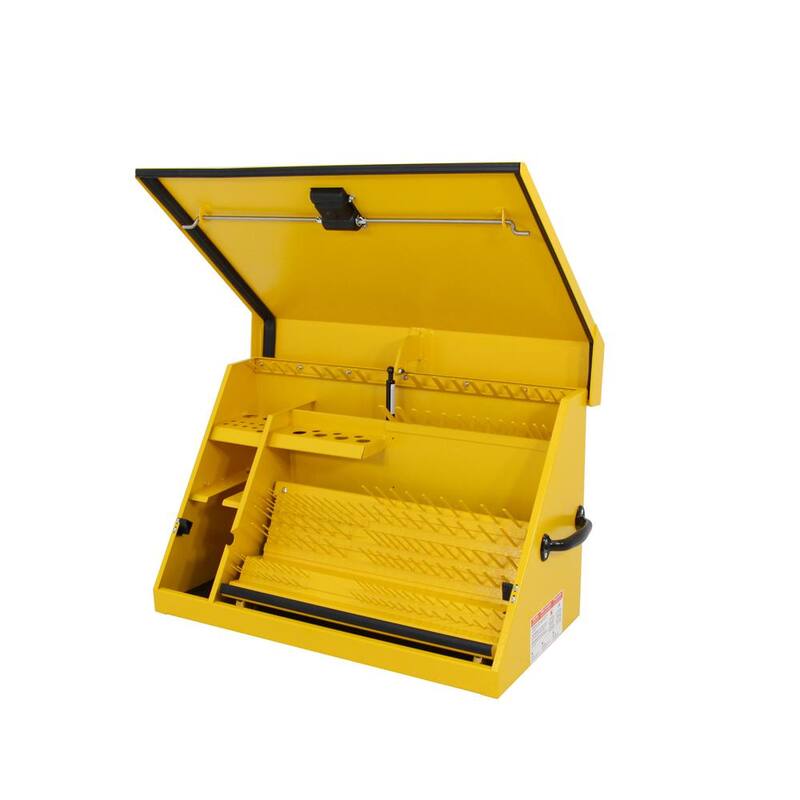 Caja de herramientas triangular DEWALT de 30 pulgadas de ancho por 15 pulgadas de profundidad para dados, llaves y destornilladores en recubrimiento en polvo amarillo - DXTB30YY