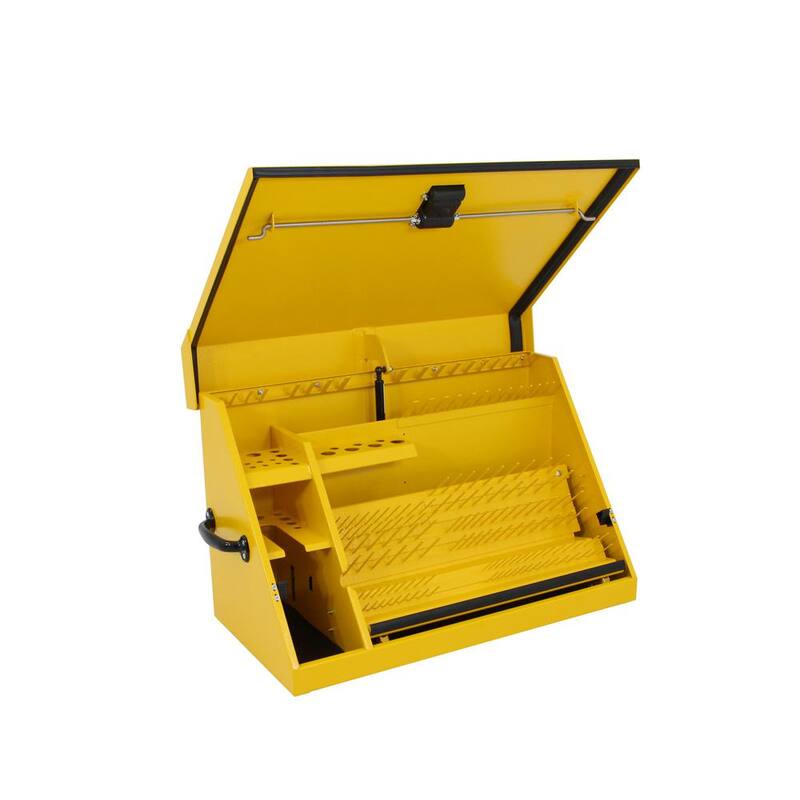Caja de herramientas triangular DEWALT de 30 pulgadas de ancho por 15 pulgadas de profundidad para dados, llaves y destornilladores en recubrimiento en polvo amarillo - DXTB30YY