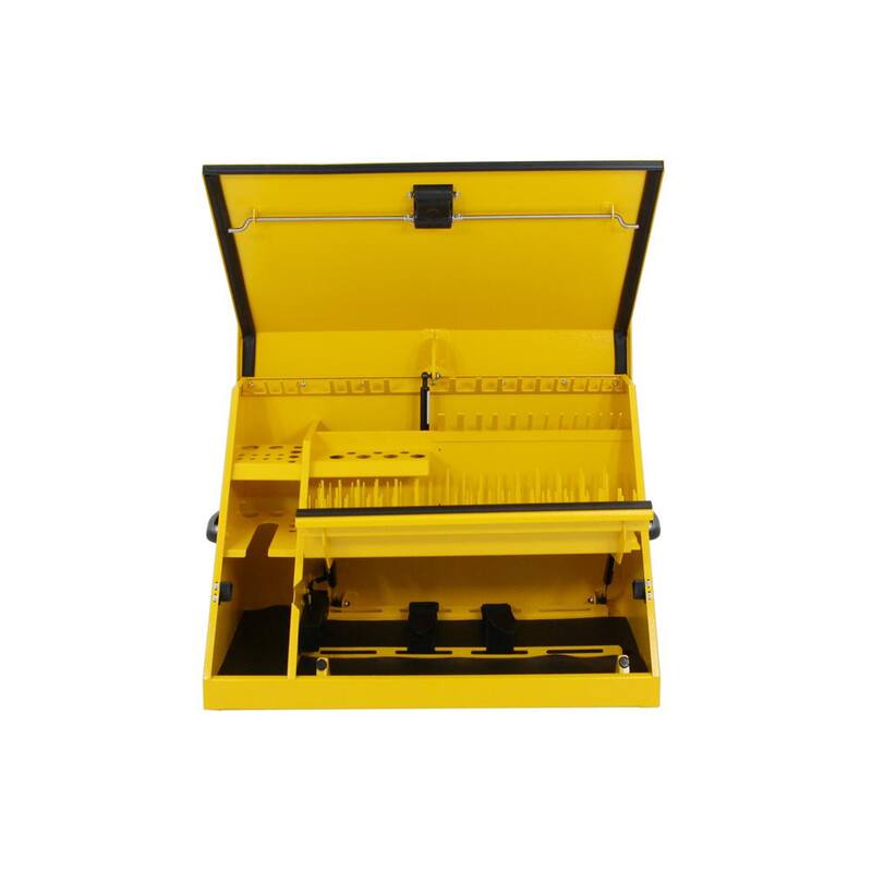 Caja de herramientas triangular DEWALT de 30 pulgadas de ancho por 15 pulgadas de profundidad para dados, llaves y destornilladores en recubrimiento en polvo amarillo - DXTB30YY