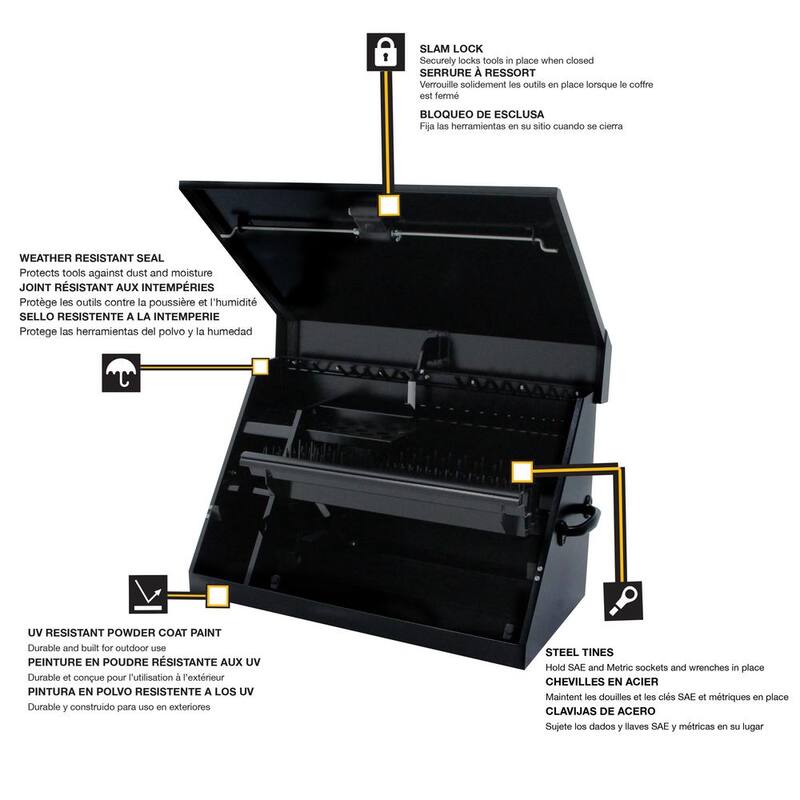 DEWALT 30 pulgadas de ancho x 15 pulgadas de profundidad. Caja de herramientas portátil con parte superior triangular para sockets, llaves y desarmadores en negro con recubrimiento en polvo - DXTB30BB