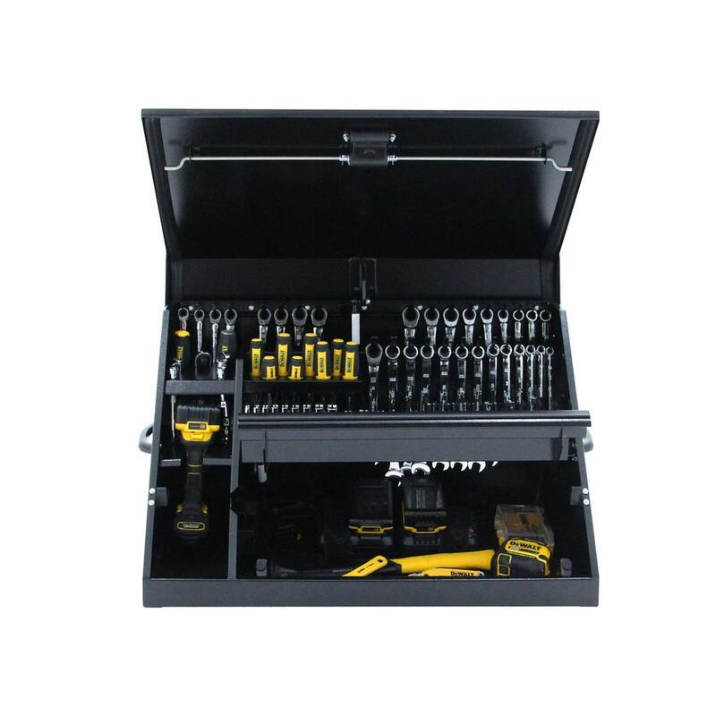 DEWALT 30 pulgadas de ancho x 15 pulgadas de profundidad. Caja de herramientas portátil con parte superior triangular para sockets, llaves y desarmadores en negro con recubrimiento en polvo - DXTB30BB