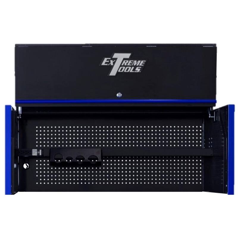 Hutch de triple banco negro de la serie RX de Extreme Tools con manija y acabados en azul brillante - RX552501HCBKBL