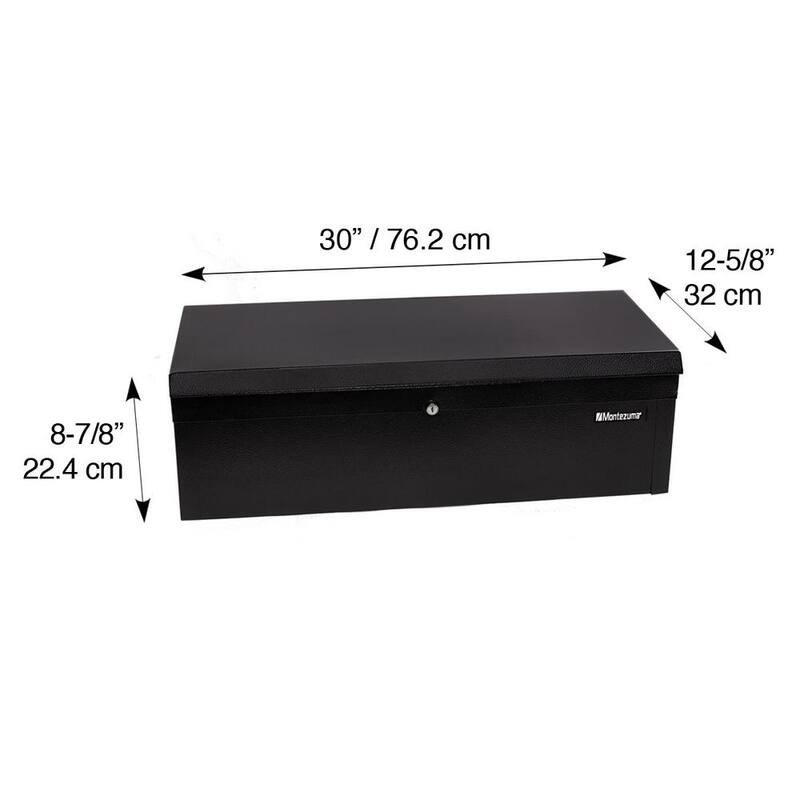 Cofre de herramientas portátil con cerradura Montezuma 30 pulgadas de ancho x 13 pulgadas de profundidad con parte superior de acero negro - MKDB30B