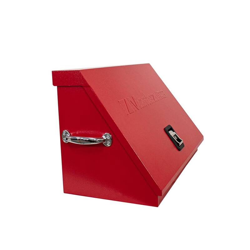 Cofre portátil rojo con tapa en forma de triángulo de 31 pulgadas de ancho por 16 pulgadas de profundidad Montezuma para enchufes, llaves y destornilladores - ME300-R23