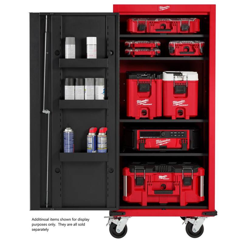 Almacenamiento de herramientas de Milwaukee 27 pulgadas de ancho x 22 pulgadas de profundidad. Casillero de 4 repisas con regleta de conexión - 48-22-8586P