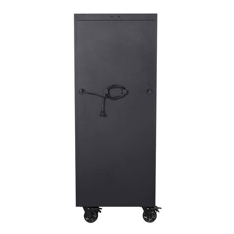 Husky Almacenamiento de Herramientas 27 pulgadas de ancho x 23 pulgadas de profundidad Resistente Negro Mate con 4 Estantes y Cajón de Herramientas Lateral Rodante - H27LOCKER4