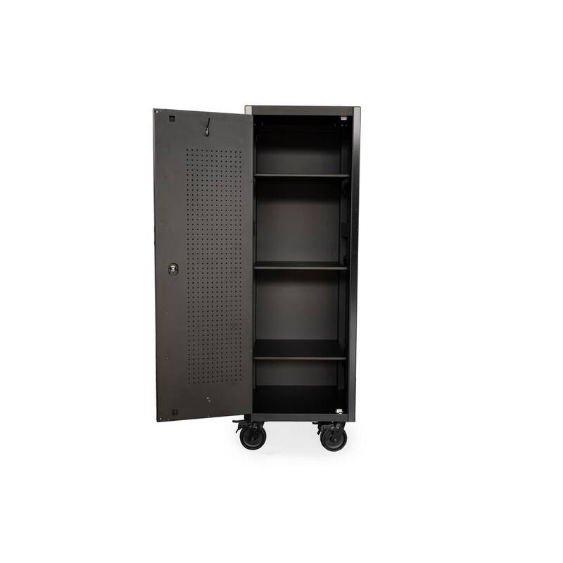 Almacenamiento de herramientas modular Husky 24 in. W x 24 in. D de alta resistencia en negro mate, Torre lateral de almacenamiento de herramientas - HOTC24XDBB1F