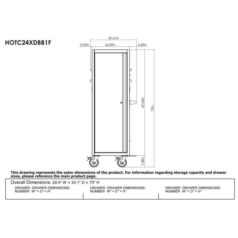 Almacenamiento de herramientas modular Husky 24 in. W x 24 in. D de alta resistencia en negro mate, Torre lateral de almacenamiento de herramientas - HOTC24XDBB1F